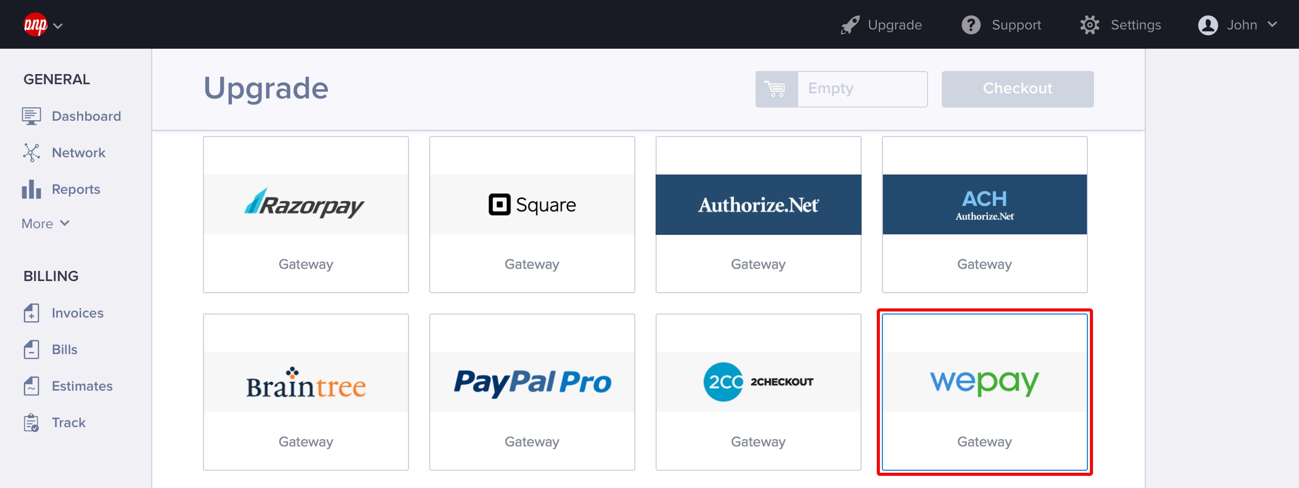 Click the WePay module