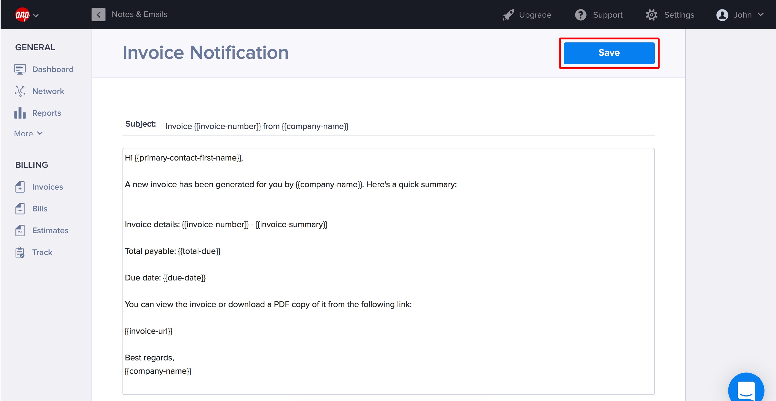 Notes Emails tab